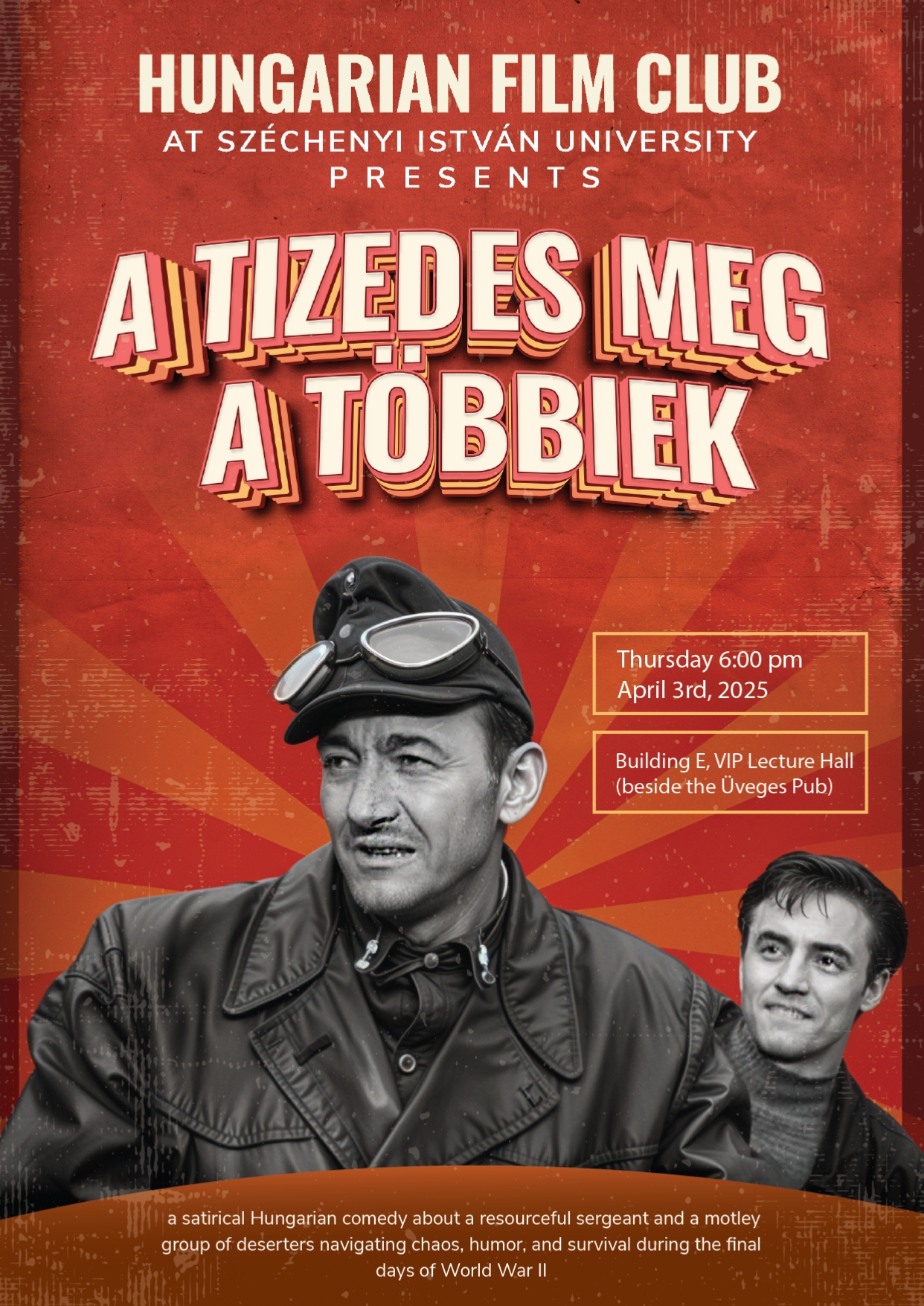 HUNGARIAN FILM CLUB 6:00pm on Thursday, April 3rd, 2025 Building E, VIP Lecture Hall